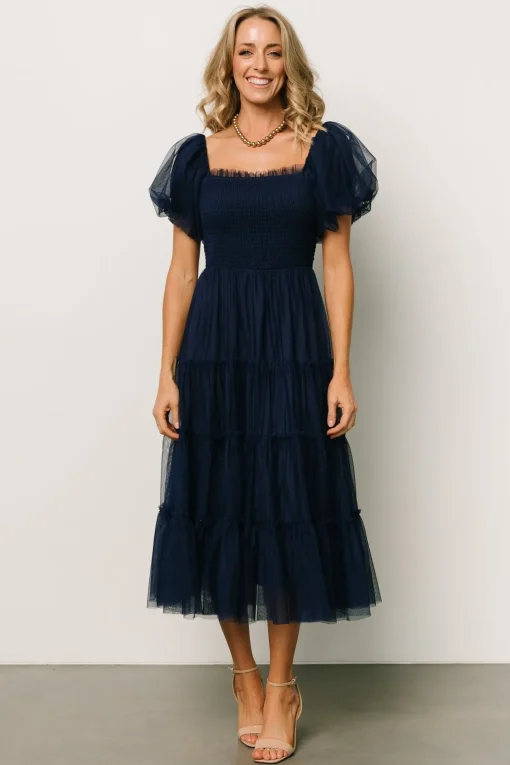 Liv Tulle Midi Dress | Navy