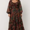Livia Maxi Dress | Dark Green + Wine Multi