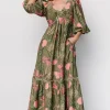 Lonna Dress | Olive + Fuschia Floral