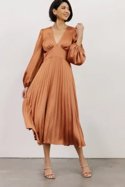 Louie Pleated Midi Dress | Salmon