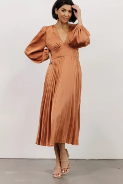 Louie Pleated Midi Dress | Salmon