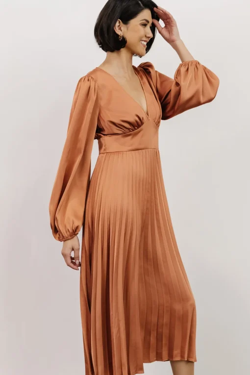 Louie Pleated Midi Dress | Salmon