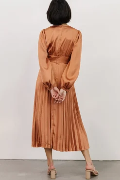 Louie Pleated Midi Dress | Salmon