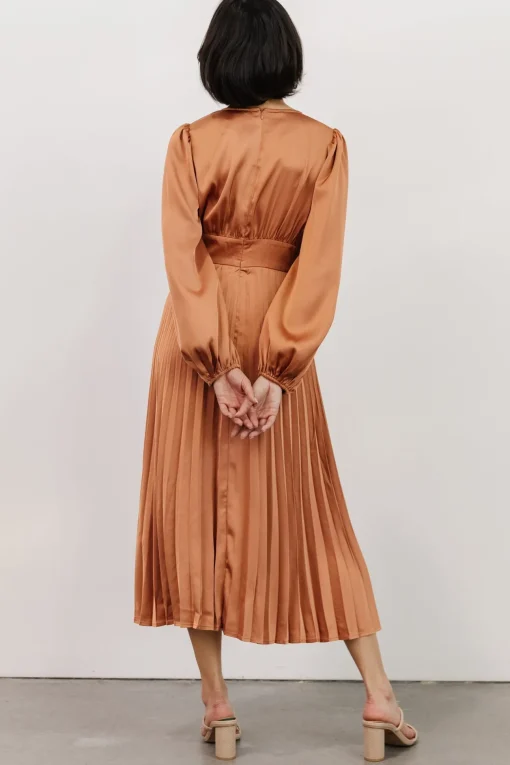 Louie Pleated Midi Dress | Salmon