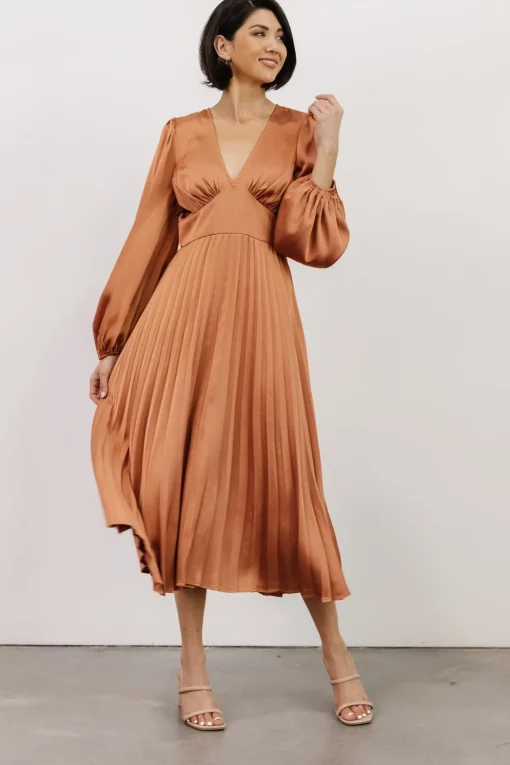 Louie Pleated Midi Dress | Salmon