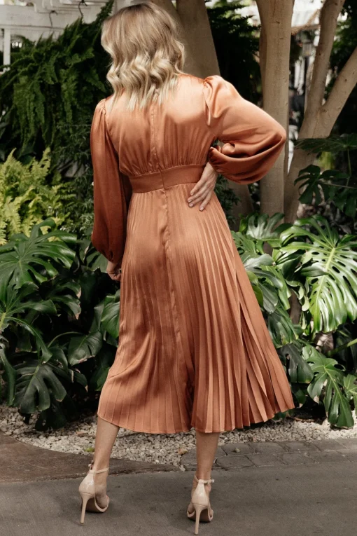 Louie Pleated Midi Dress | Salmon