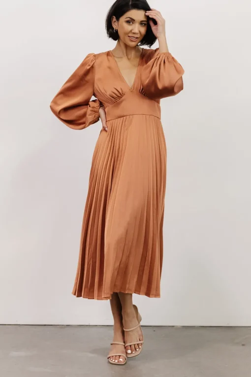 Louie Pleated Midi Dress | Salmon