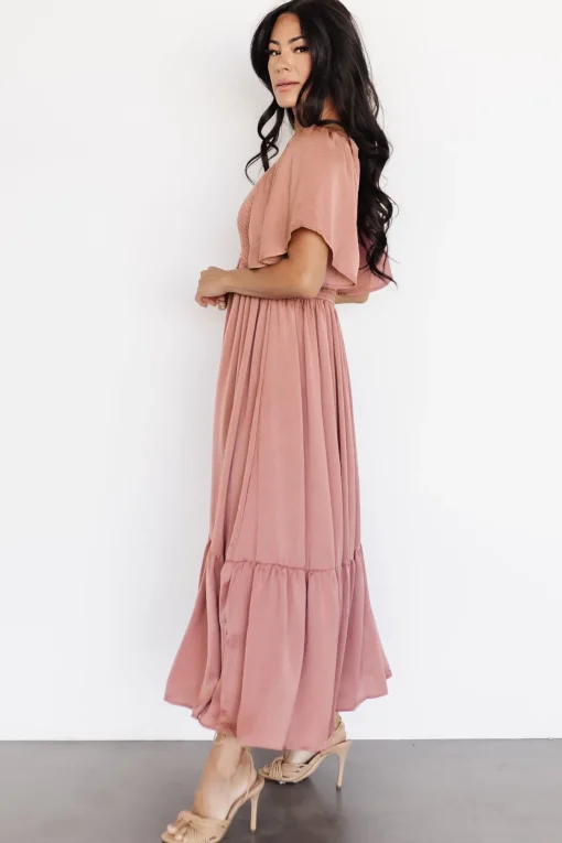Lovell Smocked Midi Dress | Dark Mauve