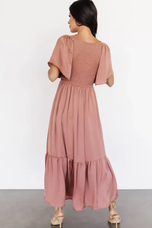 Lovell Smocked Midi Dress | Dark Mauve