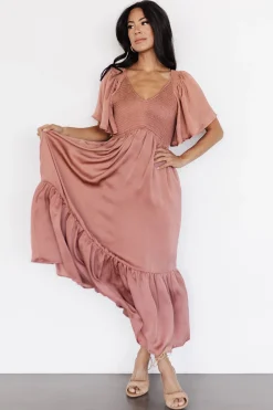 Lovell Smocked Midi Dress | Dark Mauve