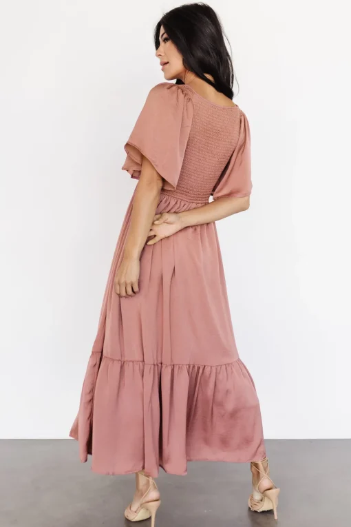 Lovell Smocked Midi Dress | Dark Mauve