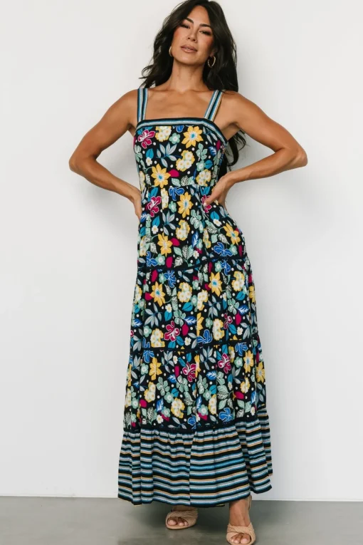 Lucia Tank Maxi Dress | Black Multi Print
