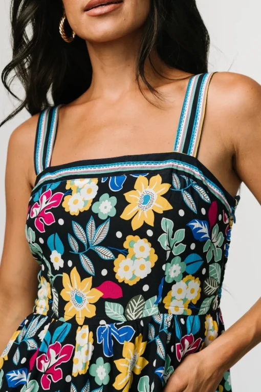 Lucia Tank Maxi Dress | Black Multi Print