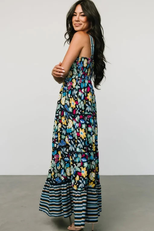 Lucia Tank Maxi Dress | Black Multi Print