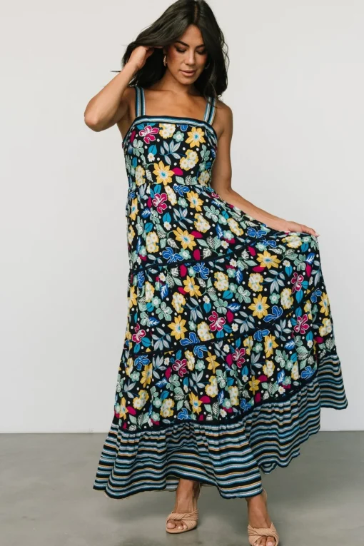 Lucia Tank Maxi Dress | Black Multi Print