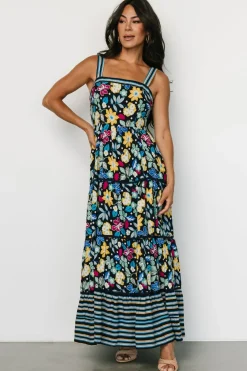 Lucia Tank Maxi Dress | Black Multi Print