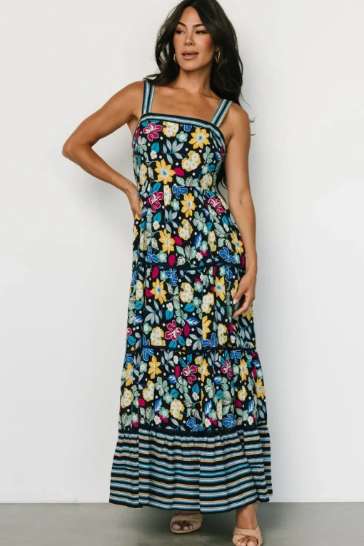 Lucia Tank Maxi Dress | Black Multi Print