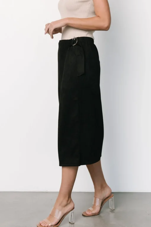 Malika Faux Wrap Skirt | Black