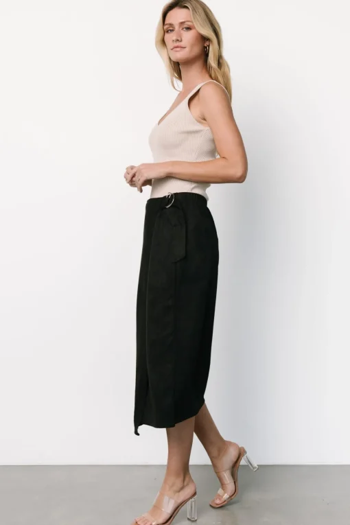 Malika Faux Wrap Skirt | Black