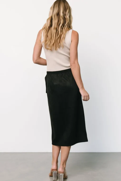 Malika Faux Wrap Skirt | Black