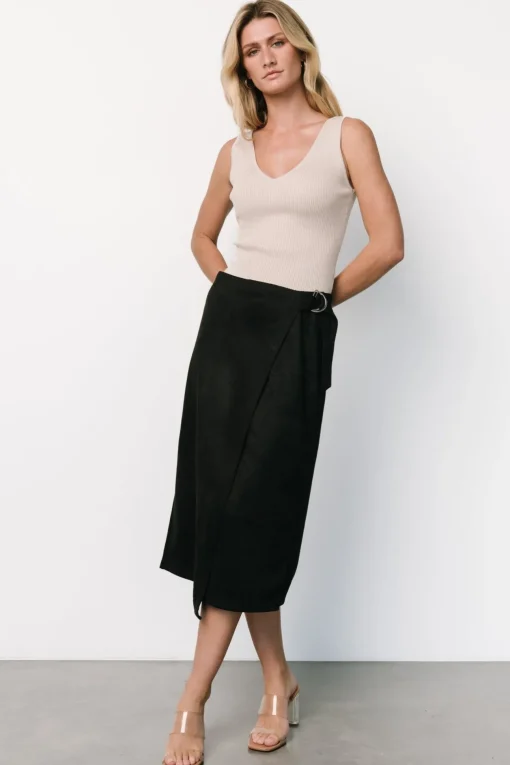 Malika Faux Wrap Skirt | Black