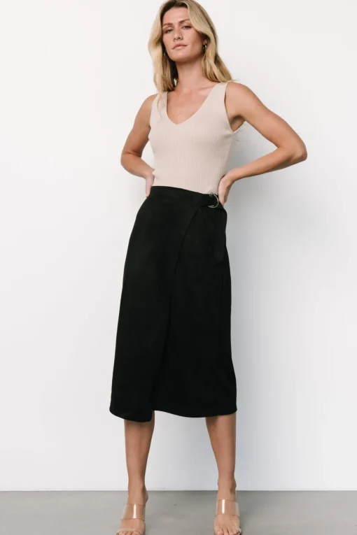 Malika Faux Wrap Skirt | Black