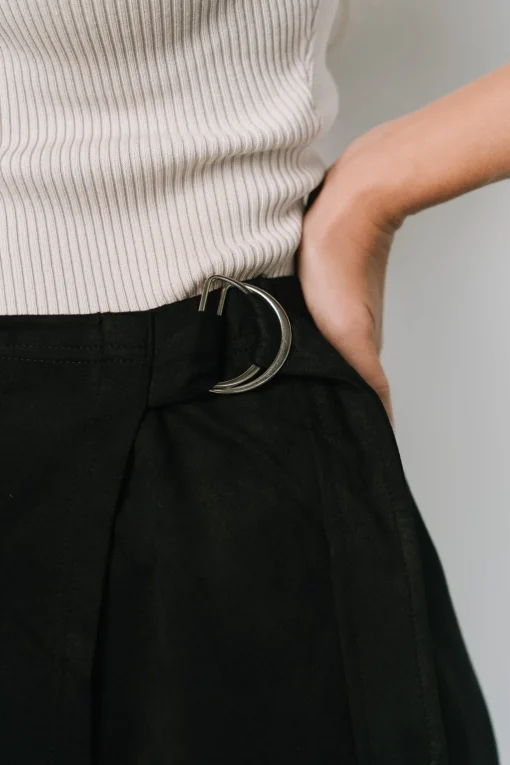 Malika Faux Wrap Skirt | Black