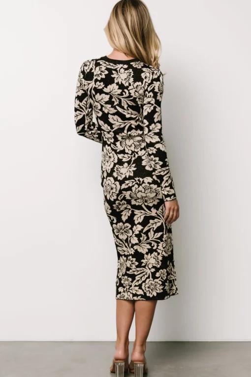 Marci Sweater Dress | Black + Ivory Floral