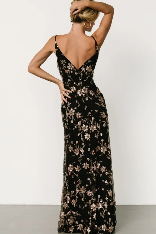 Marcia Sparkle Gown | Black + Rose Gold
