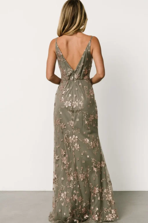 Marcia Sparkle Gown | Eucalyptus + Rose Gold