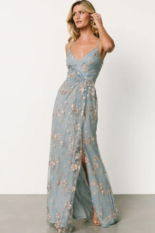 Marcia Sparkle Gown | Light Blue + Rose Gold