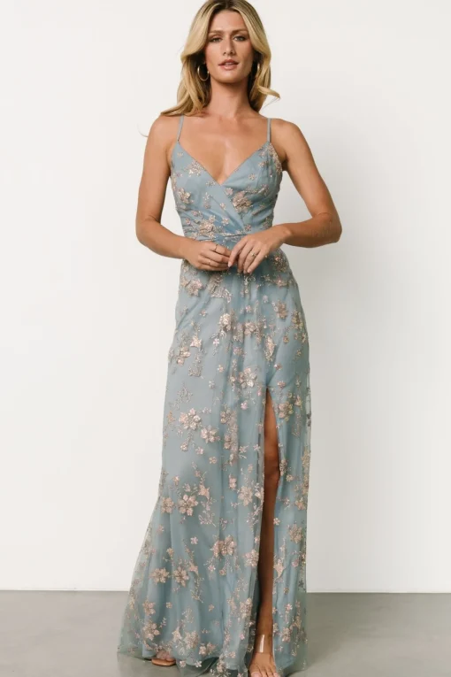 Marcia Sparkle Gown | Light Blue + Rose Gold
