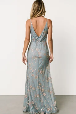 Marcia Sparkle Gown | Light Blue + Rose Gold