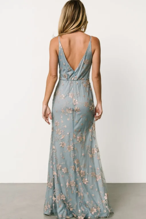 Marcia Sparkle Gown | Light Blue + Rose Gold