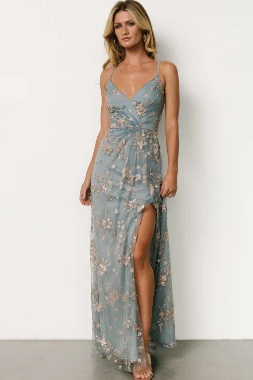 Marcia Sparkle Gown | Light Blue + Rose Gold