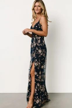 Marcia Sparkle Gown | Navy + Rose Gold