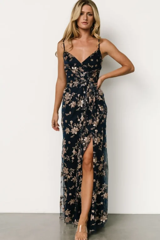 Marcia Sparkle Gown | Navy + Rose Gold
