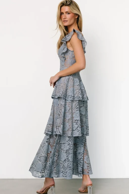 Margot Lace Tiered Maxi Dress | Dusty Slate