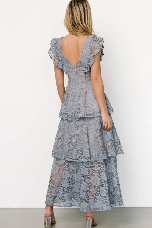 Margot Lace Tiered Maxi Dress | Dusty Slate