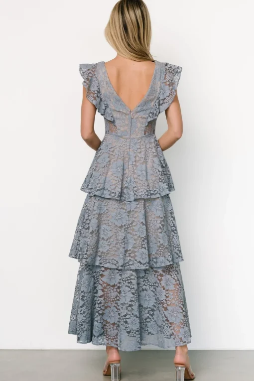 Margot Lace Tiered Maxi Dress | Dusty Slate