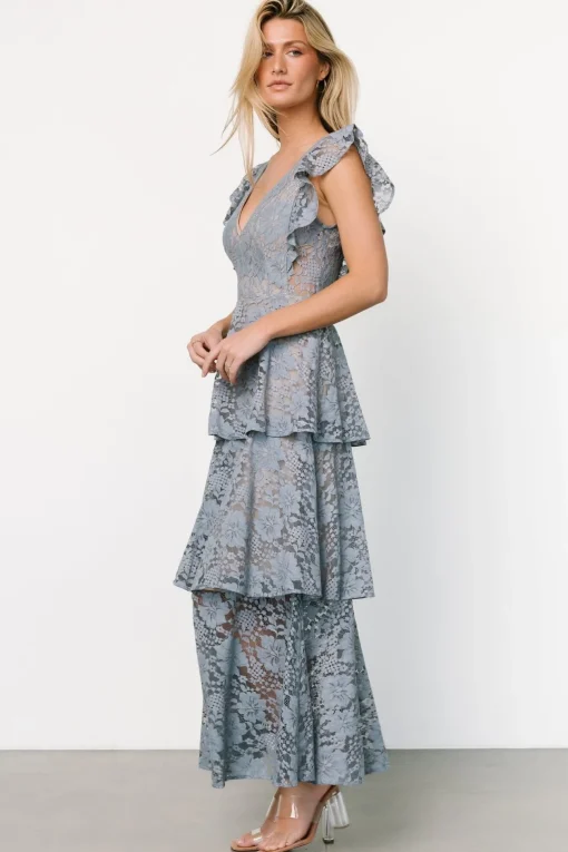 Margot Lace Tiered Maxi Dress | Dusty Slate