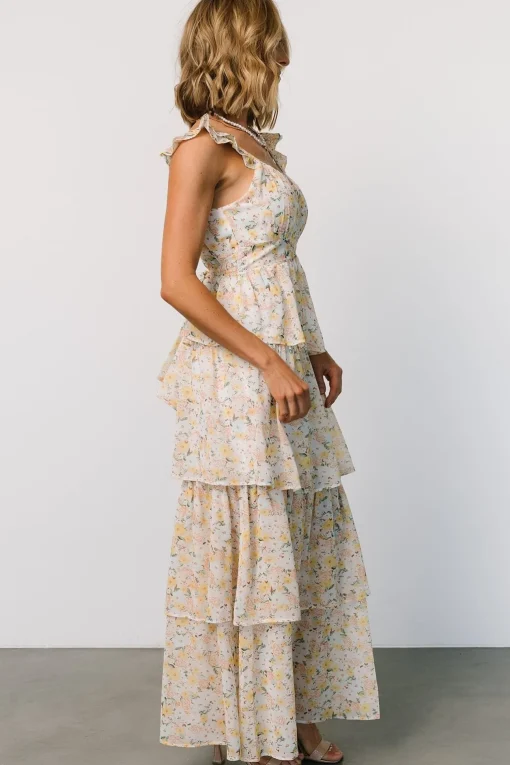 Marigold Tiered Maxi Dress | Yellow Floral
