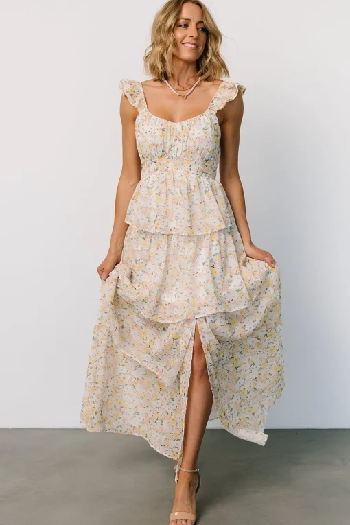 Marigold Tiered Maxi Dress | Yellow Floral