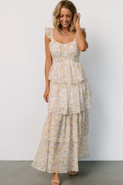 Marigold Tiered Maxi Dress | Yellow Floral