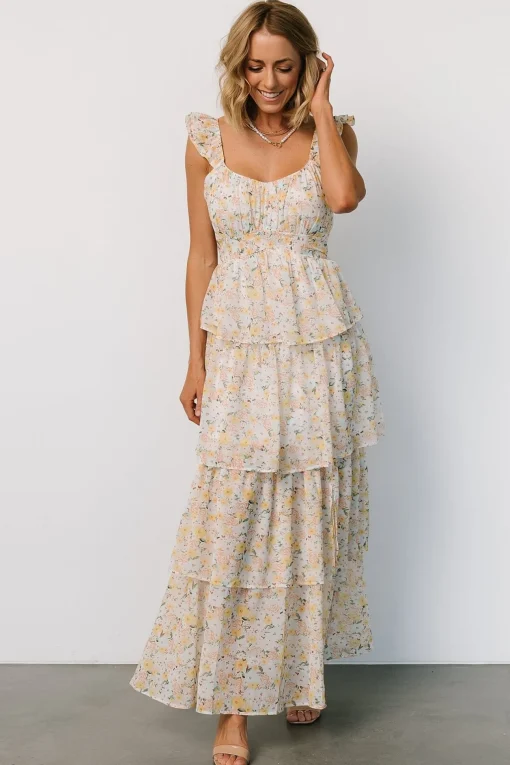 Marigold Tiered Maxi Dress | Yellow Floral