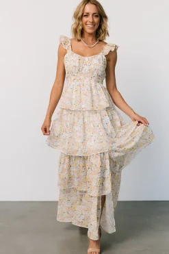 Marigold Tiered Maxi Dress | Yellow Floral
