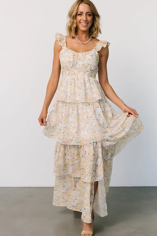 Marigold Tiered Maxi Dress | Yellow Floral