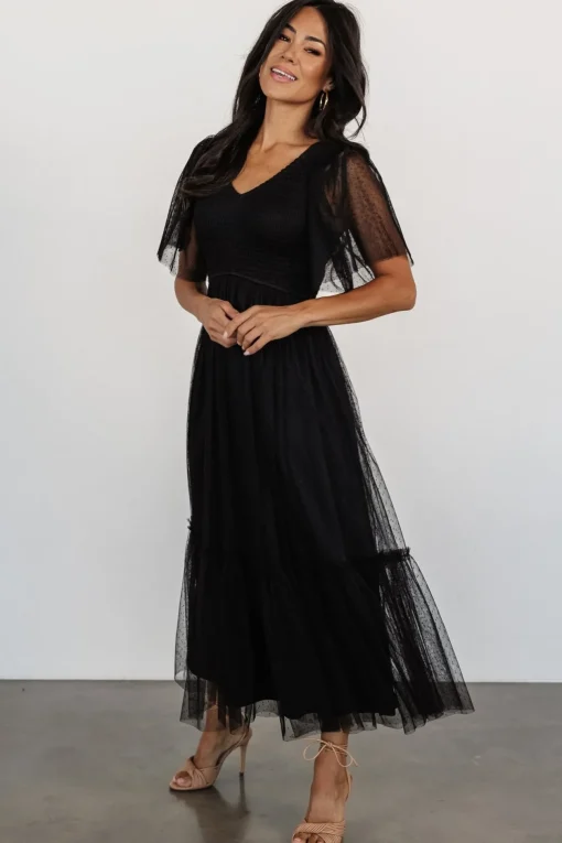 Martha Smocked Tulle Dress | Black