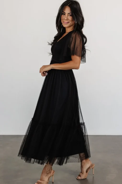 Martha Smocked Tulle Dress | Black