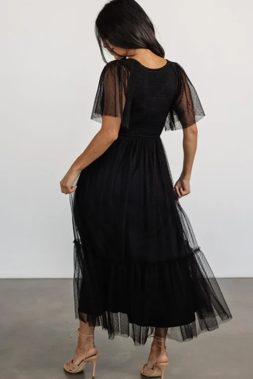 Martha Smocked Tulle Dress | Black
